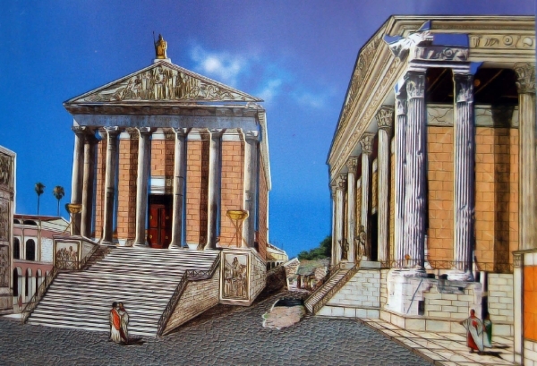 e18101 Saturnus en Vespianus tempel vroeger