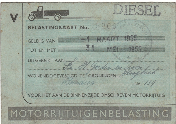 Belasting kaart 1955