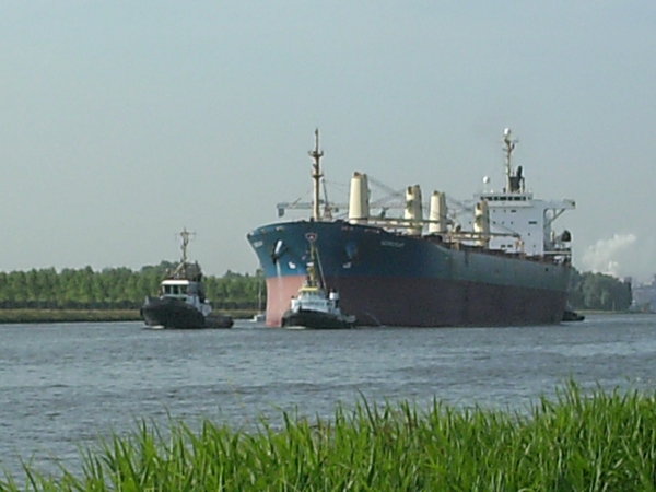 Grote schepen in tSas van Gent