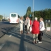 Wachten op de bus.