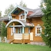 Bewoonde houten huisjes gebouwd Russische traditie