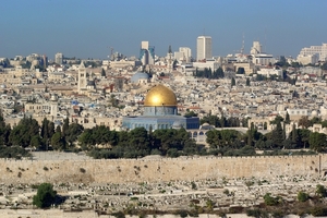 1a Jeruzalem _ oude en nieuwe stad, zicht vanaf de Olijfberg
