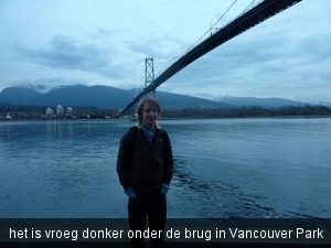 het is vroeg donker onder de brug in Vancouver Park