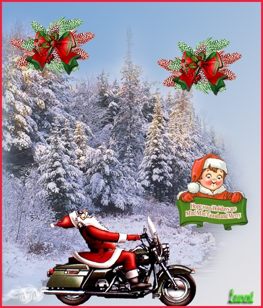 Kerstman op motor