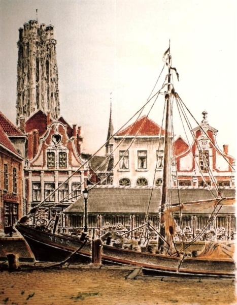 oude vismarkt Mechelen (jaren 30)