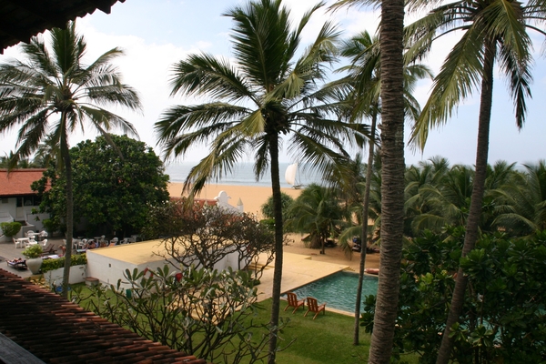 Zicht vanop ons balkon in hotel Jetwing Beach in Negombo