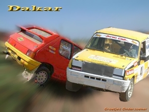 Dakar twee auto's samenvoegen.