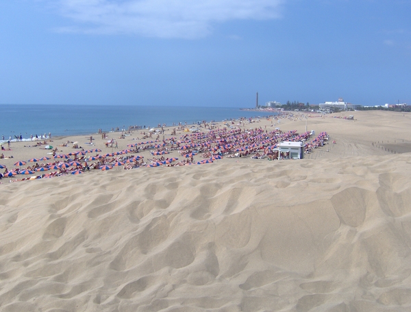 Het strand en duinen van Playa de Maspalomas...