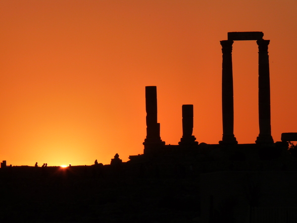 zonsondergang amman jordani tempel van hercules citadelheuvel