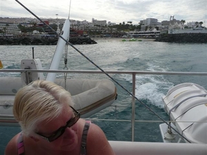 20120310 11u25 Jeannine op de catamaran  Spanje Tenerife colon gu