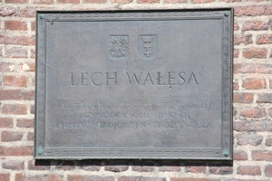Gdansk, gedenkplaat voor Lech Walesa