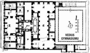 Grondplan van het Verdius gymnasium.