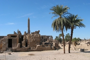 2a Karnak_tempel site _Palmbomen binnen het tempelcomplex van Kar