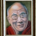 Dalai Lama, eigenhandig geschilderd met olieverf op doek