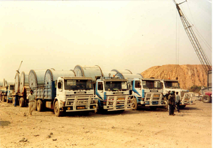 aankomst camions voor AMI uit Dar es Salaam