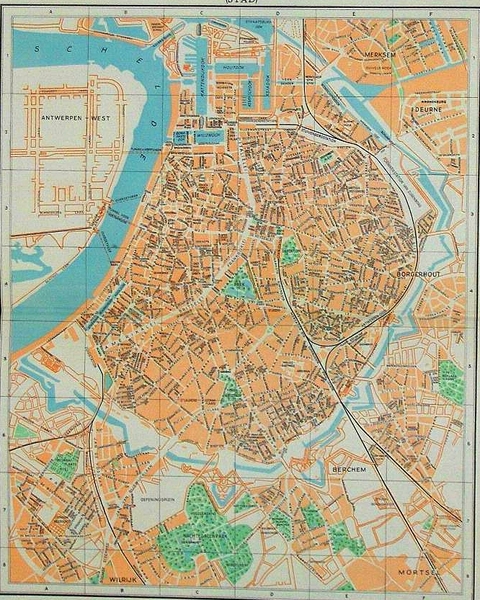 Stadsplan met vesten 1950, een groene gordel verween