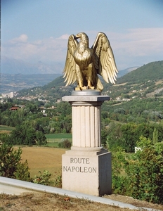 Provence _Route Napoleon _Gilded eagle marker of the Route Napol