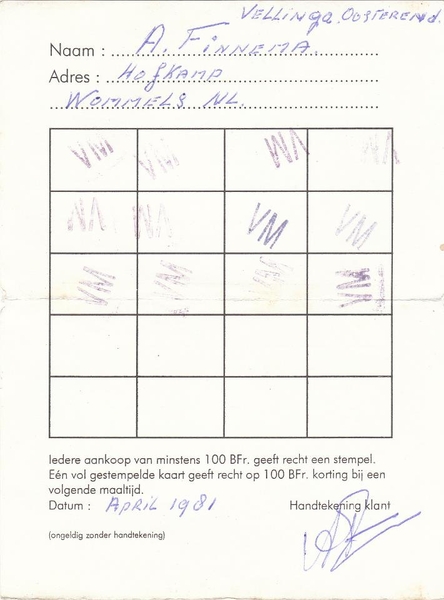 Klantenkaart 1981