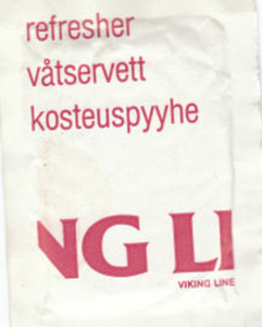 Vervfrissings doekje bij de Viking Line