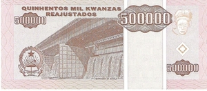 Angola 1995 500000 Kwanzas Reajustados b