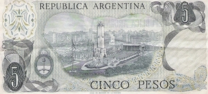 Argentini 1969 5 Pesos b