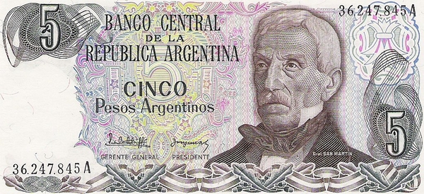 Argentini 1983-1984 5 Pesos Argentinos a