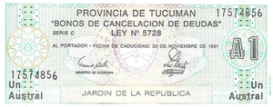 Argentini Tucuman 1991 1 Austral a
