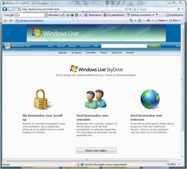 Windows Live Sky drive voorbeeld  foto's