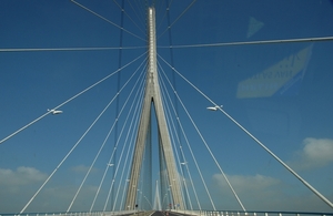 Pont de Normandie in Honfleur, langste tuibrug in Europa