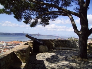 2 Lissabon _Sao Jorge kasteel _zicht op stad  en kanonnen  op de 