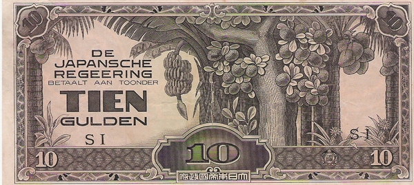 Nederlandsch indi 1942 10 Gulden Japanse Bezetting a