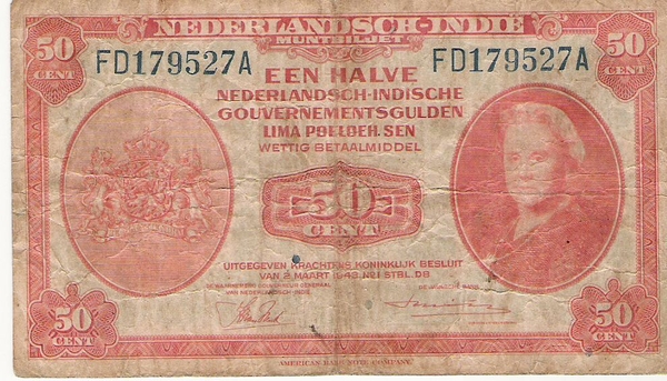 Nederlandsch Indi 1943 0,5 Gulden a