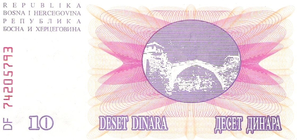 Bosni en Herzegovina 1992 10 Dinara b