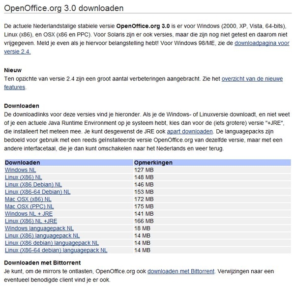 Open Office.org 3.0 downloaden