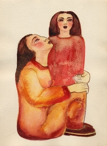 moeder en kind 1 - aquarel
