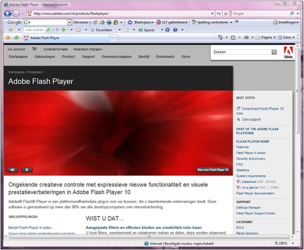 Adobe flash Player heeft u ook nodig.....
