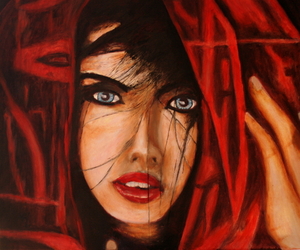 Vrouw met rode hoofddoek