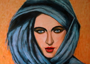 Meisje met blauwe hoofddoek