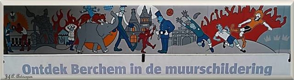 Antwerpen, Berchem, Villegaspark, Muurtekening, Graffiti, Stripmuur,