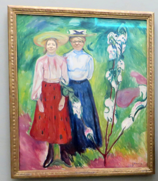 Twee (onschuldige) meisjes bij een appelboom (vrij naar Munch)