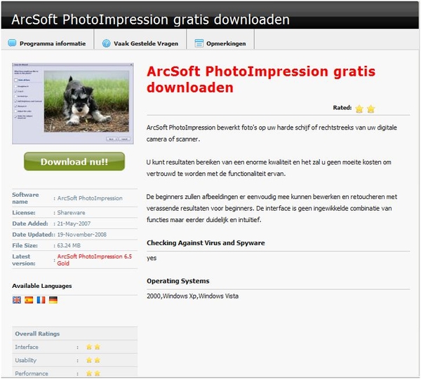 Arcsoft Photoimpression 6.5 .....Gratis.
