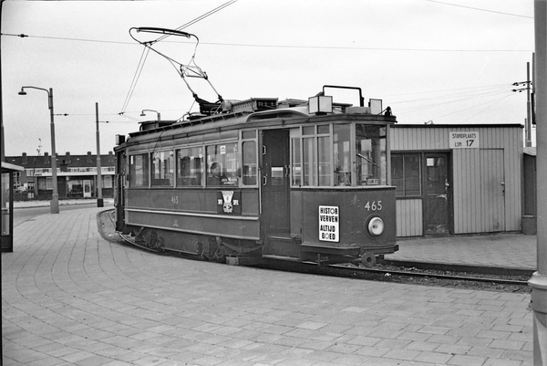 GVB 465 als wachtwagen op lijn17, Dijkgraafplein, 31-5-1966,