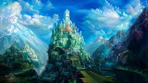 fantasy-desktop-wallpaper-withhouses-and-castles-on-rocks