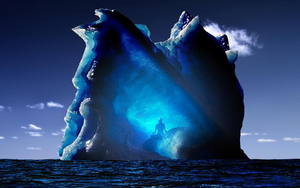 fantasy-desktop-wallpaper-with-man-in-ice-rocks