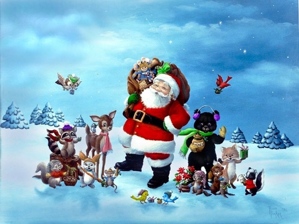 9-Christmas-wallpapers-free-santa-claus-with-animals-wallpaper