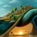 surreal-wallpaper-with-whales-sea-cave-and-houses