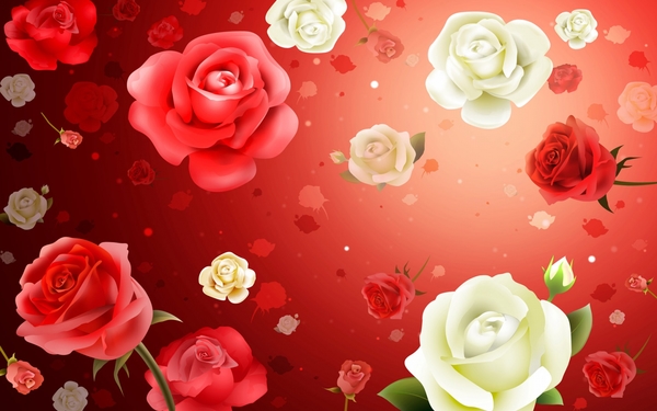 red-wallpaper-with-red-and-white-roses