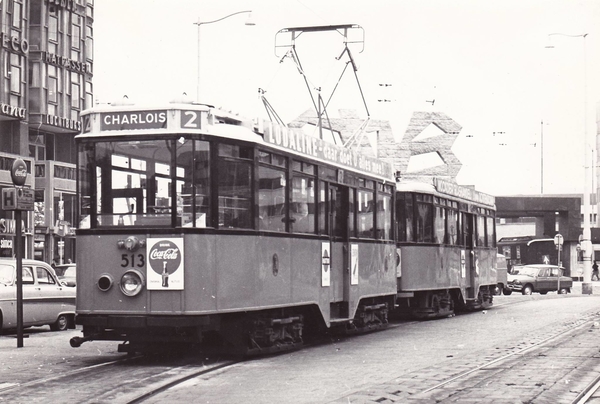 Motorrijtuig 513, lijn 2, Stationsplein, 22-9-1961