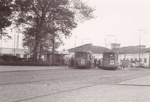 Motorrijtuig 515, lijn 9, Stationsplein, 16-10-1954