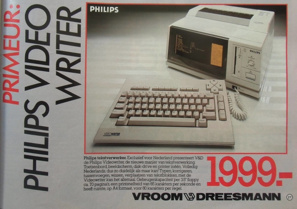 Exclusief voor Nederland presenteert V&D de Philips Videowriter, 